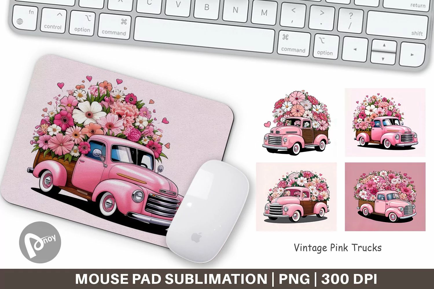 Mouse Pad Vintage Pink Trucks product image 1