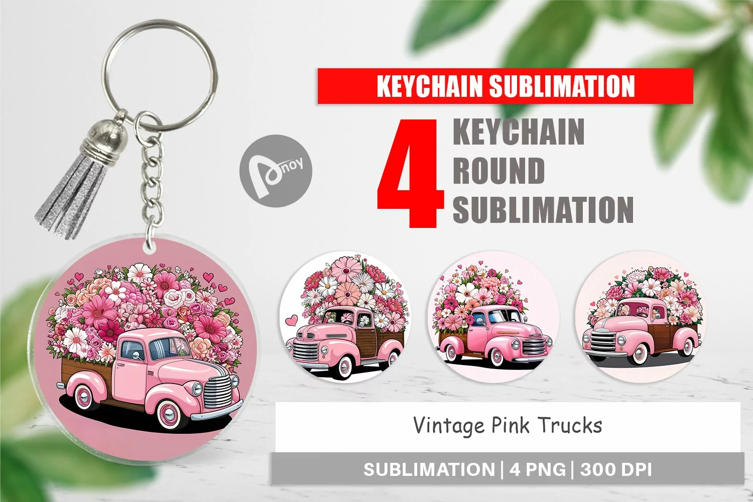 Keychain Vintage Pink Trucks product image 1
