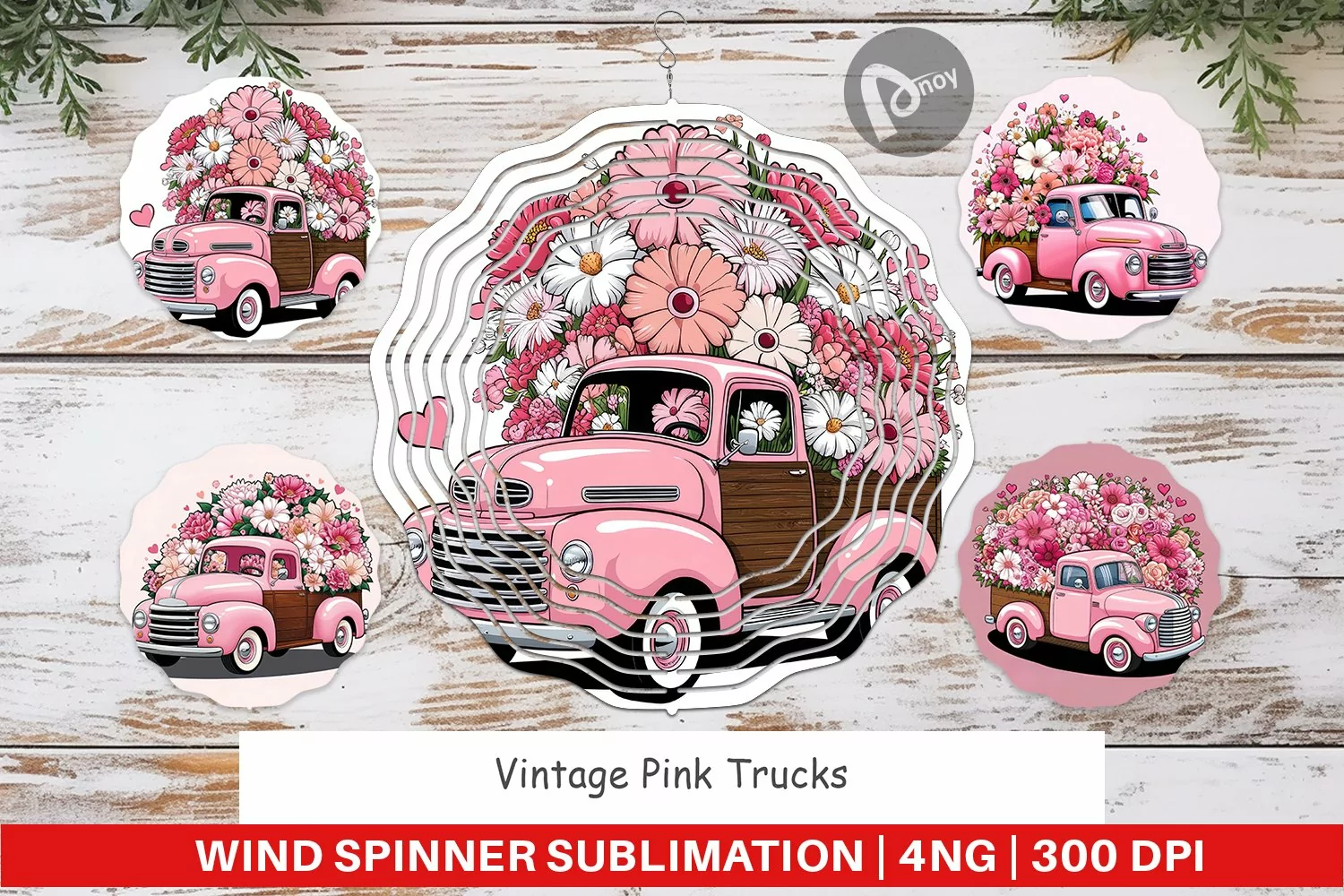 Wind Spinner Vintage Pink Trucks product image 1