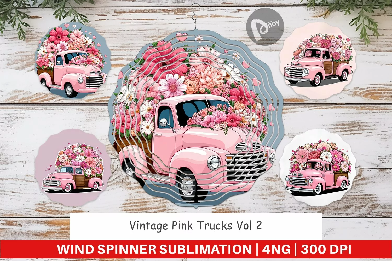 Wind Spinner Vintage Pink Trucks product image 1