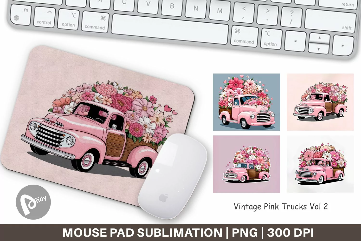 Mouse Pad Vintage Pink Trucks product image 1