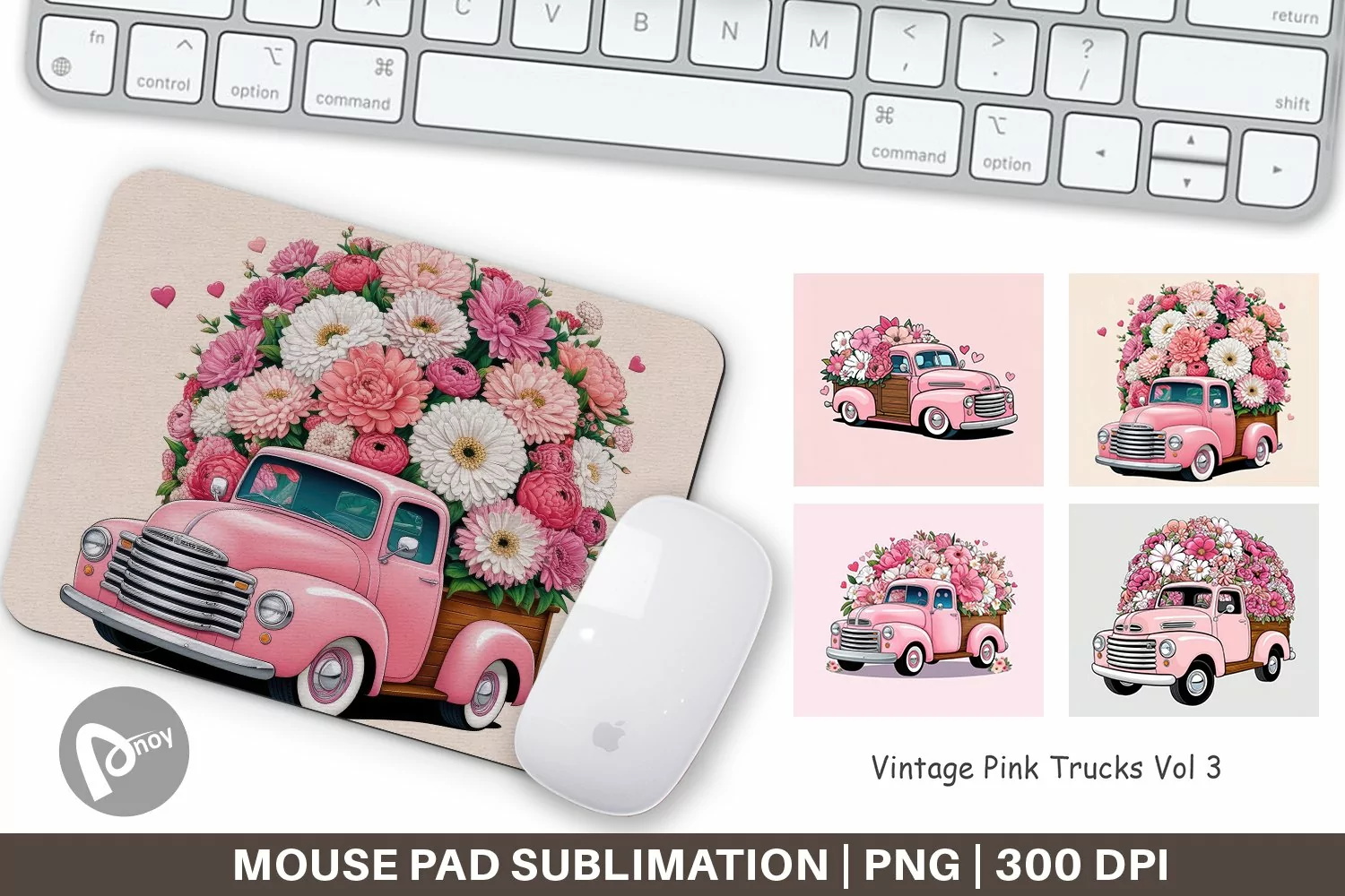 Mouse Pad Vintage Pink Trucks product image 1