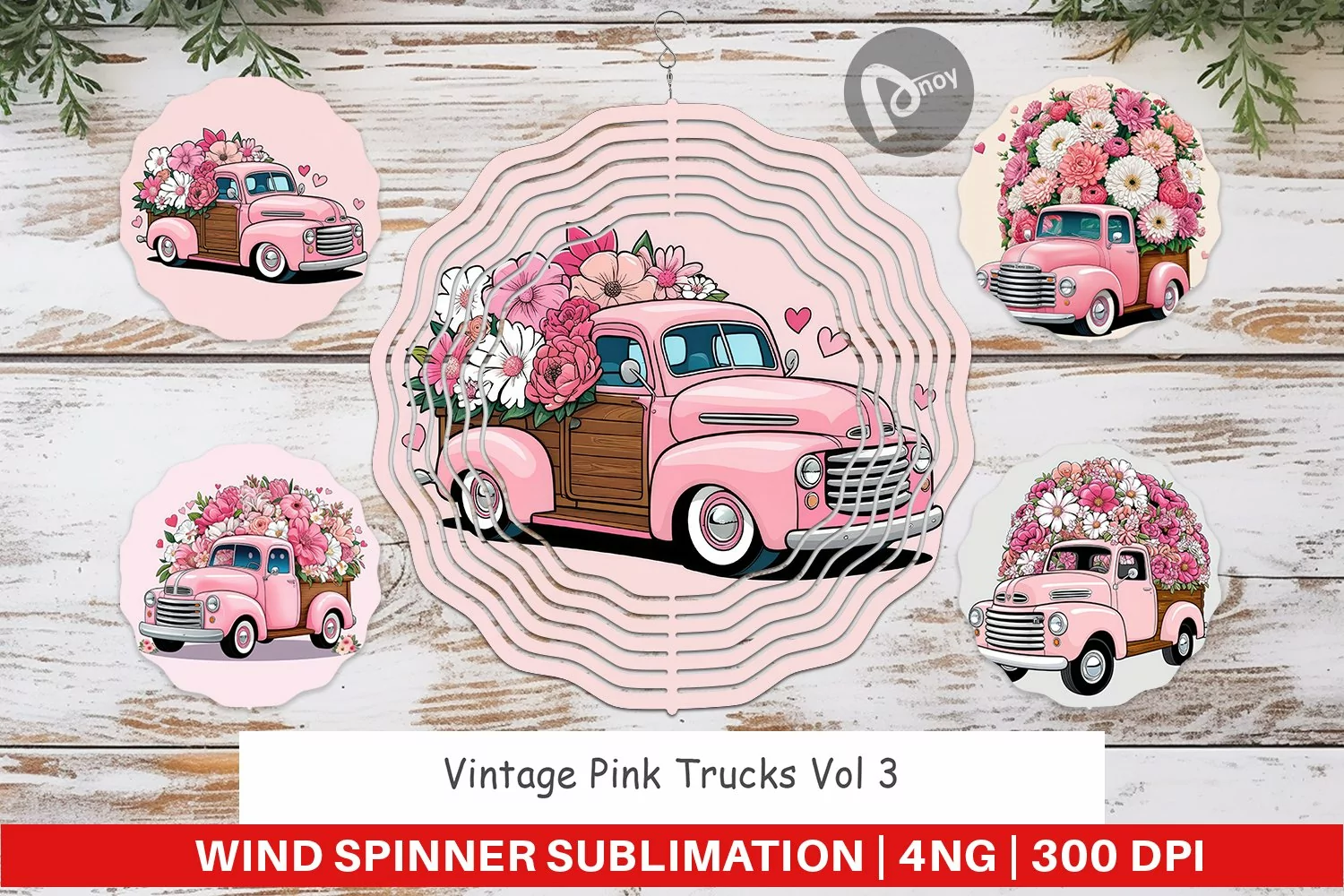 Wind Spinner Vintage Pink Trucks product image 1
