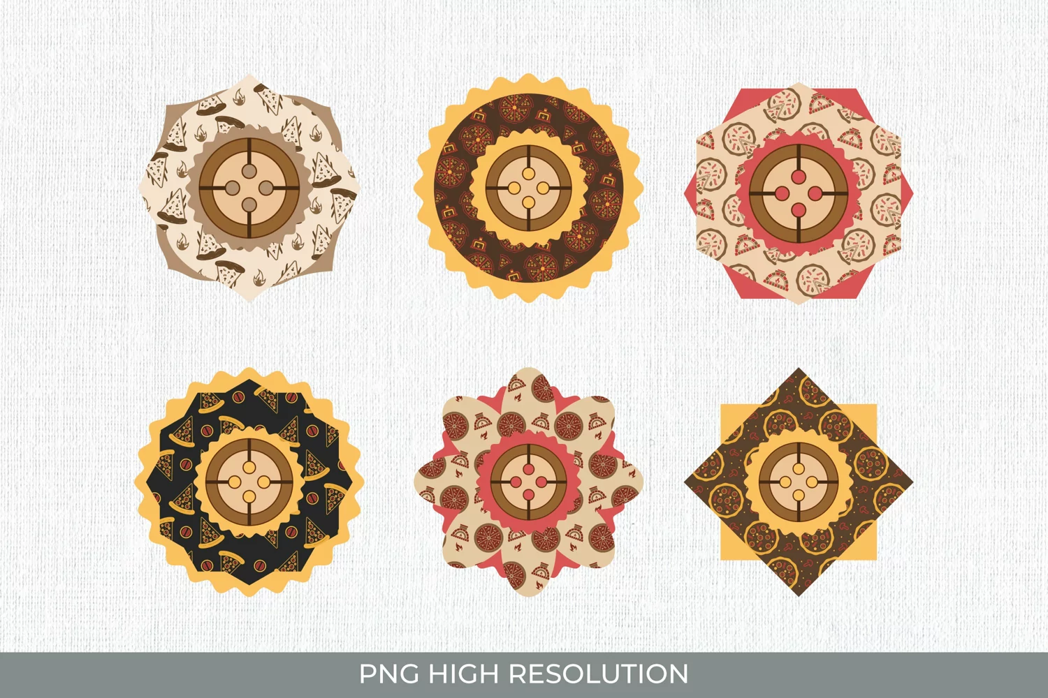 Vintage Pizza Button - Scrapbook PNG product image 1