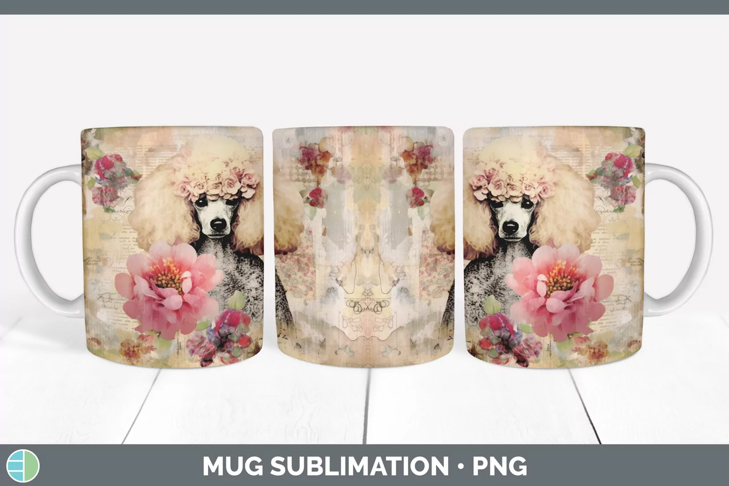 GorgeousDecoupage Poodles Mug Wrap design.