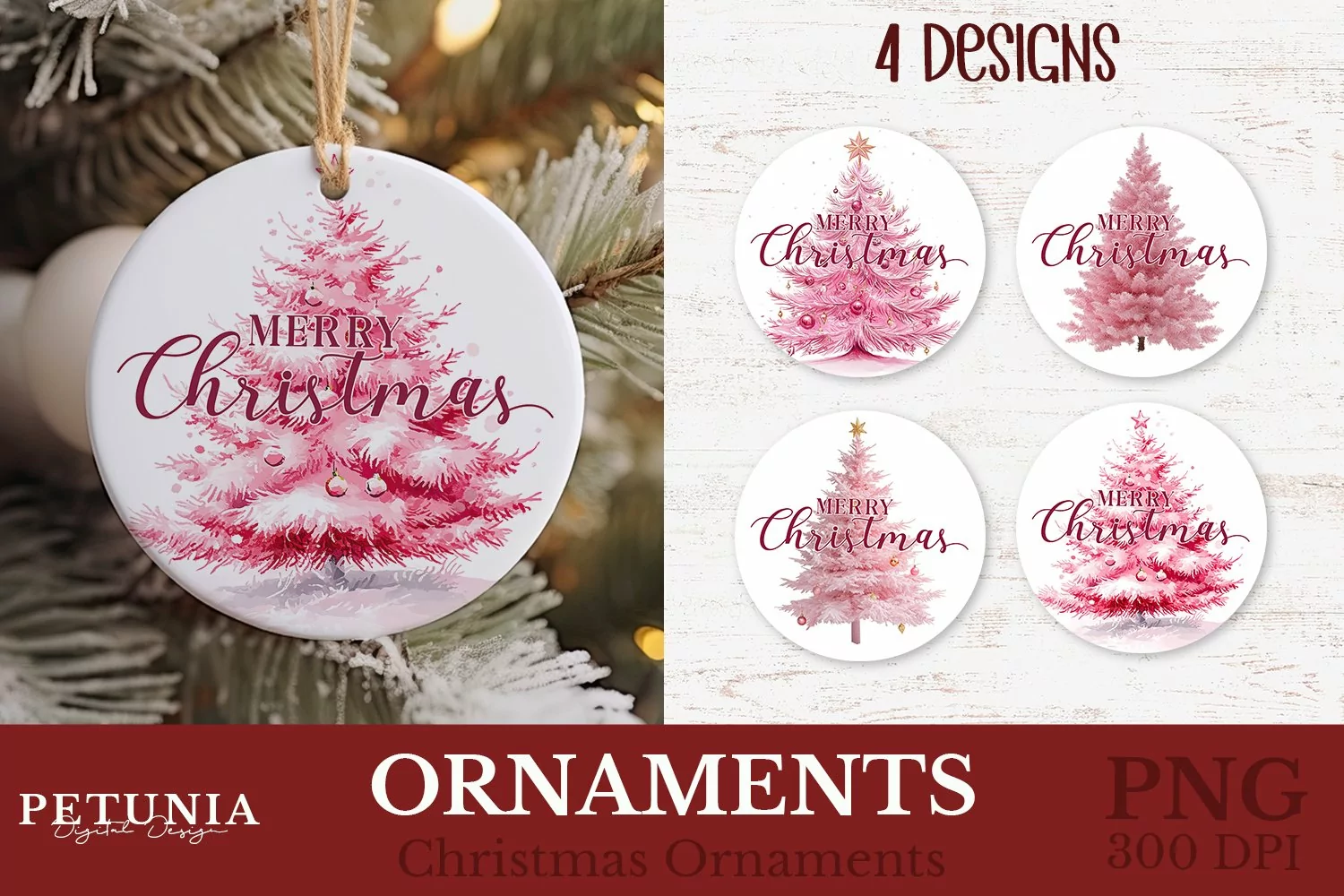 Vintage Christmas Ornament sublimation design being used as a popular Christmas Ornament print