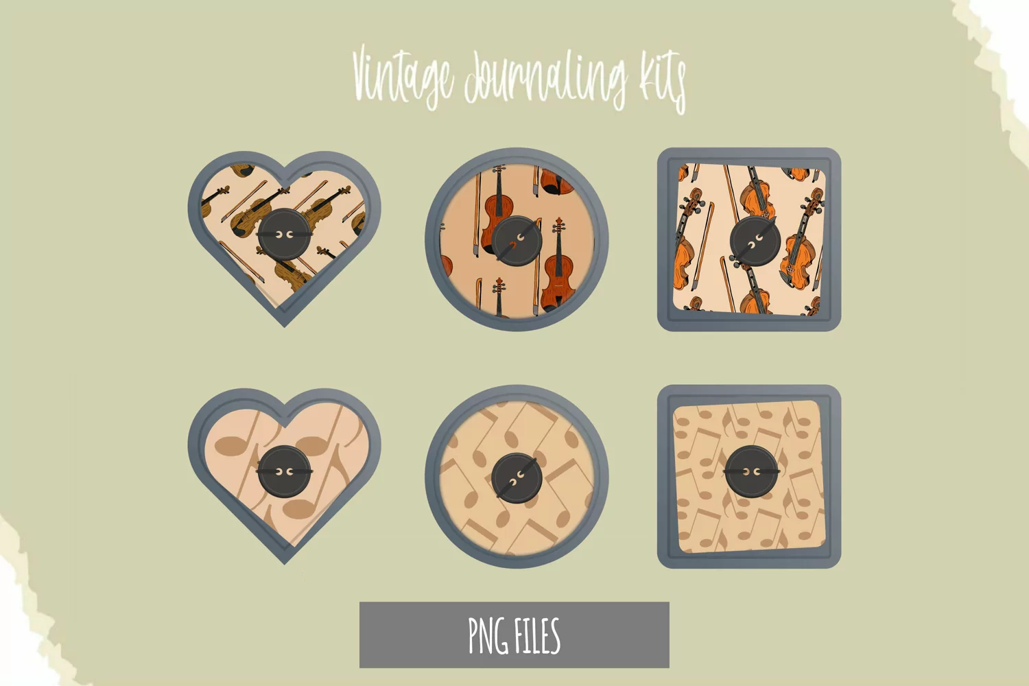 Violin with Vintage Color Seamless Pattern Button product image 1