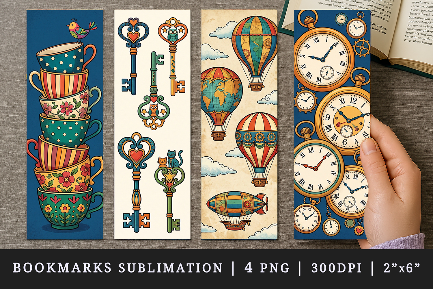 Vintage bookmarks printable sublimation bookmark design product image 1
