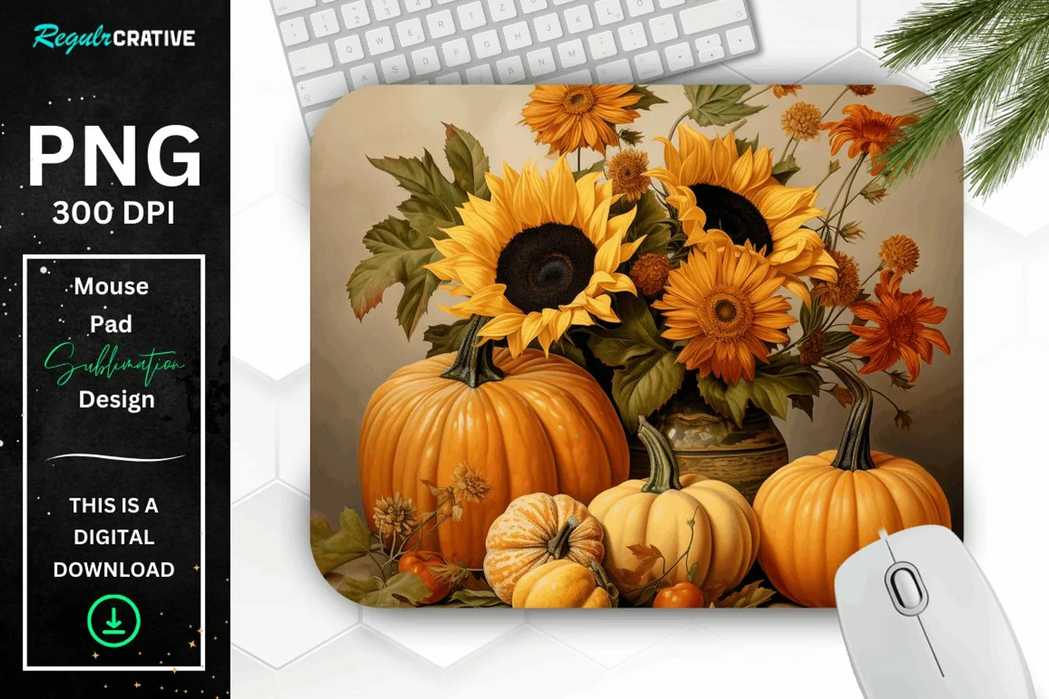 Vintage Pumpkins and Sunflowers Mouse Pad product image 1