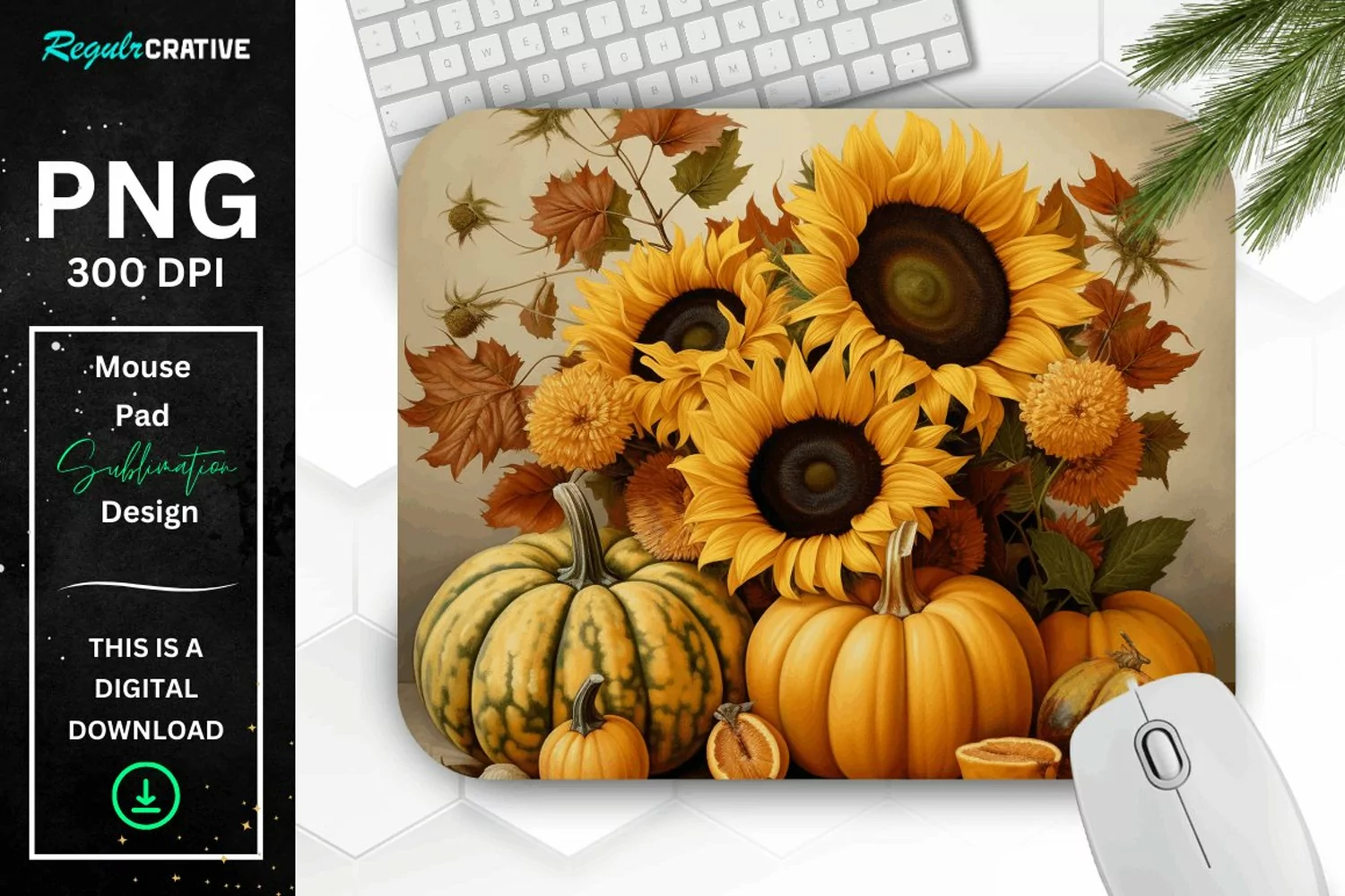 Vintage Pumpkins and Sunflowers Mouse Pad product image 1
