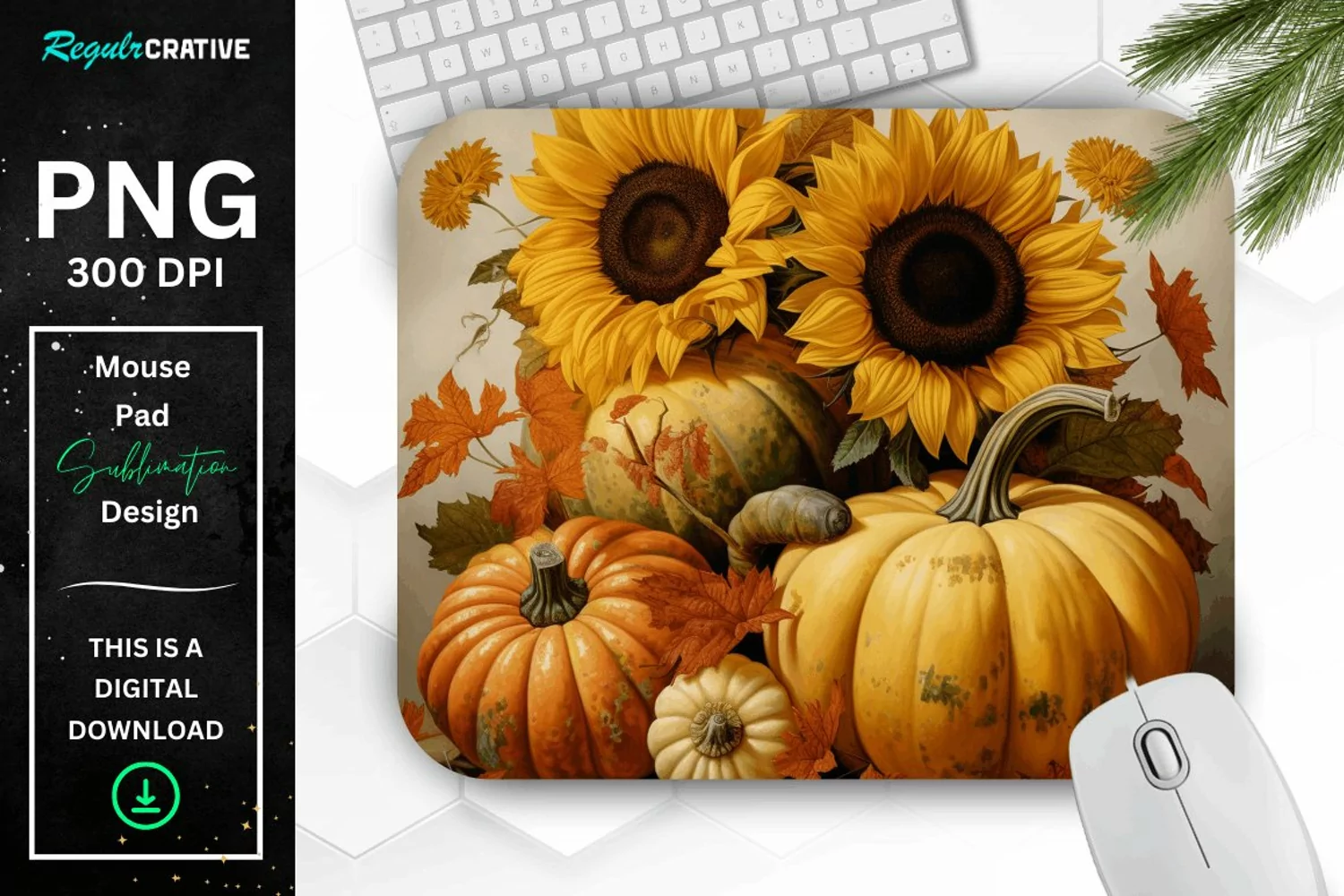 Vintage Pumpkins and Sunflowers Mouse Pad product image 1