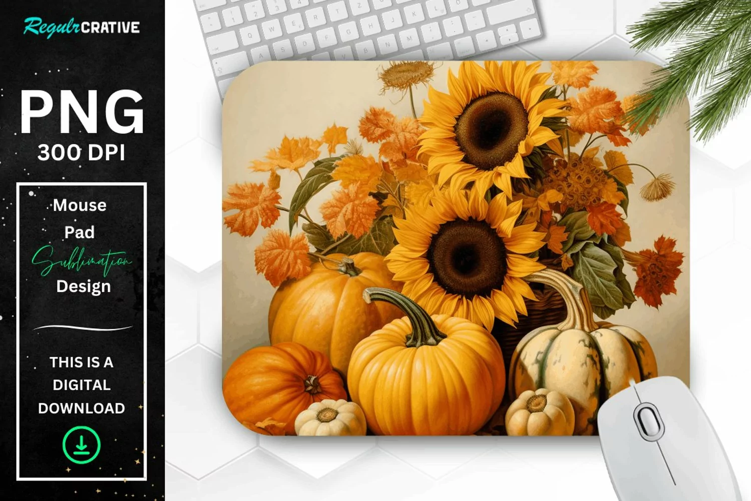 Vintage Pumpkins and Sunflowers Mouse Pad product image 1