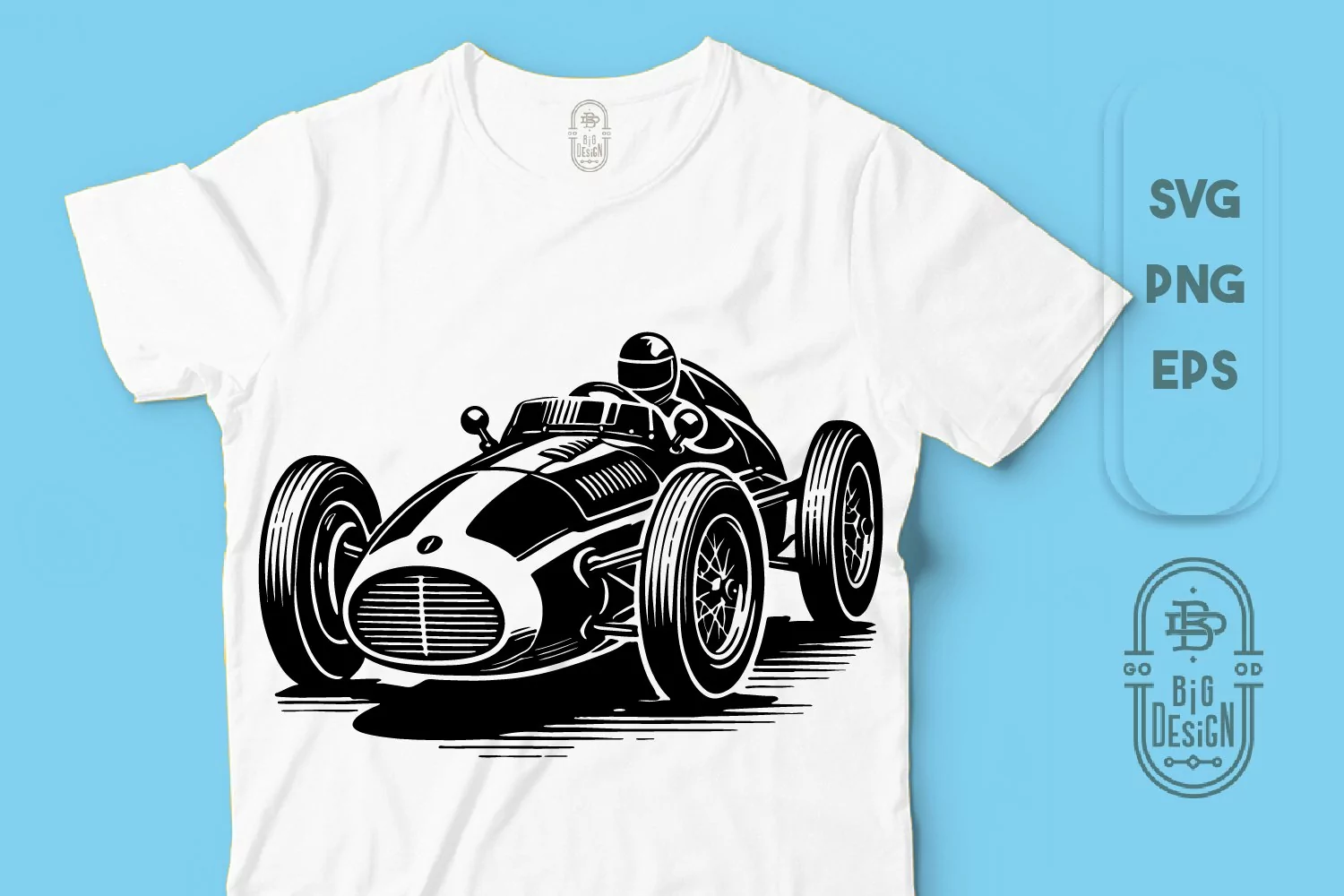 Vintage Race Car Illustration SVG File product image 1