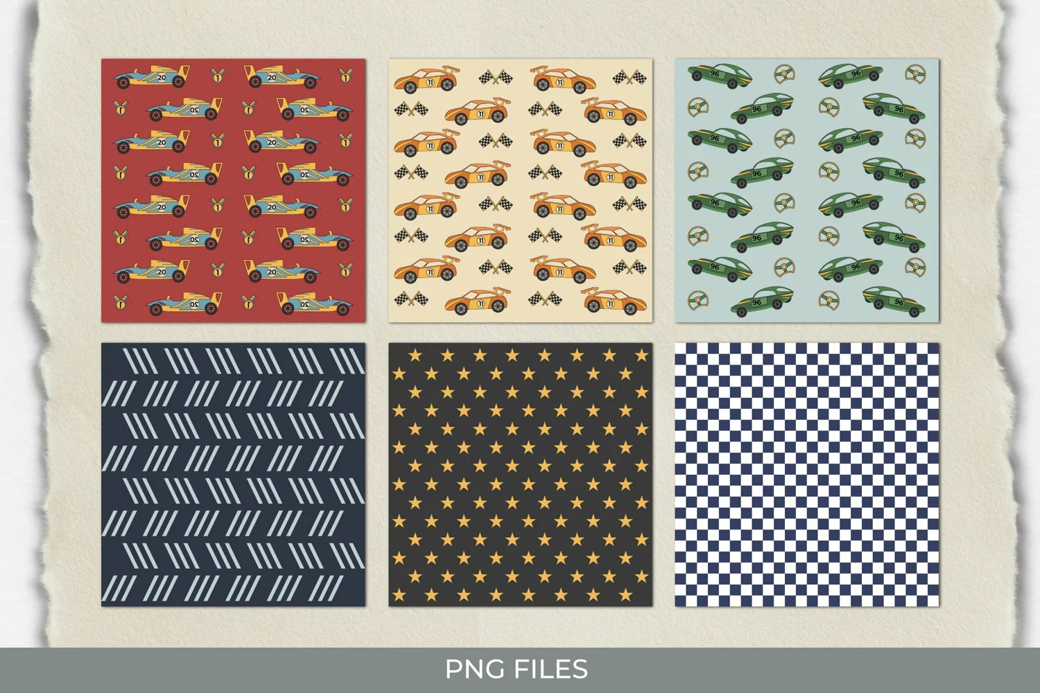 Vintage Racing Car Seamless Pattern Paper Packs product image 1