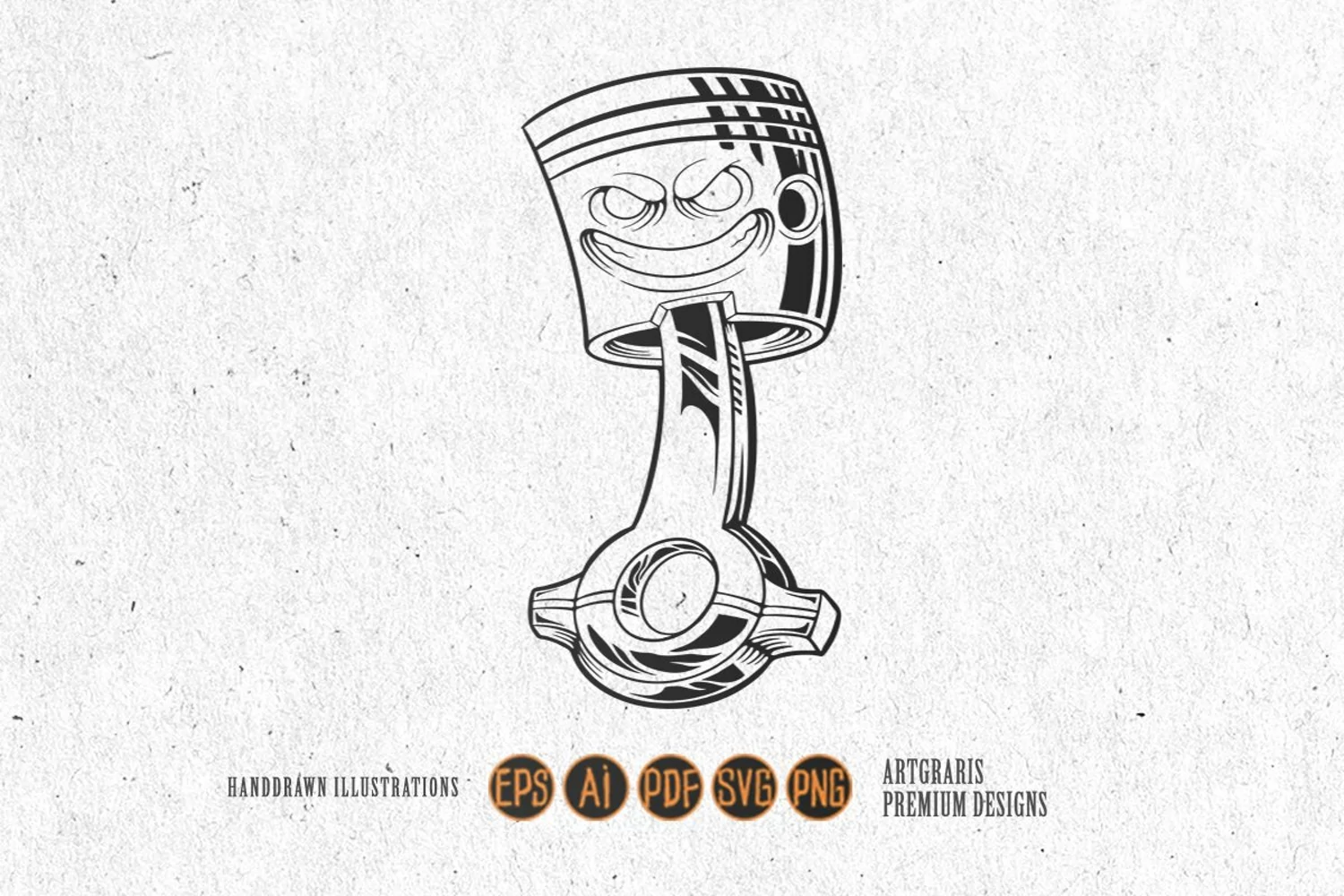 Vintage racing piston head logo illustrations monochrome product image 1