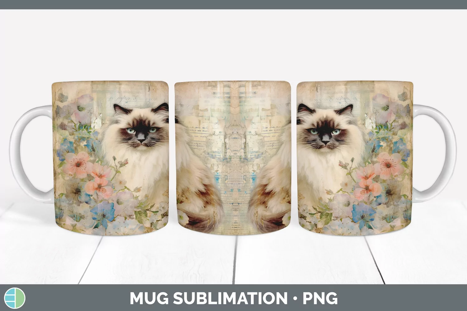 GorgeousDecoupage Ragdoll Cats Mug Wrap design.