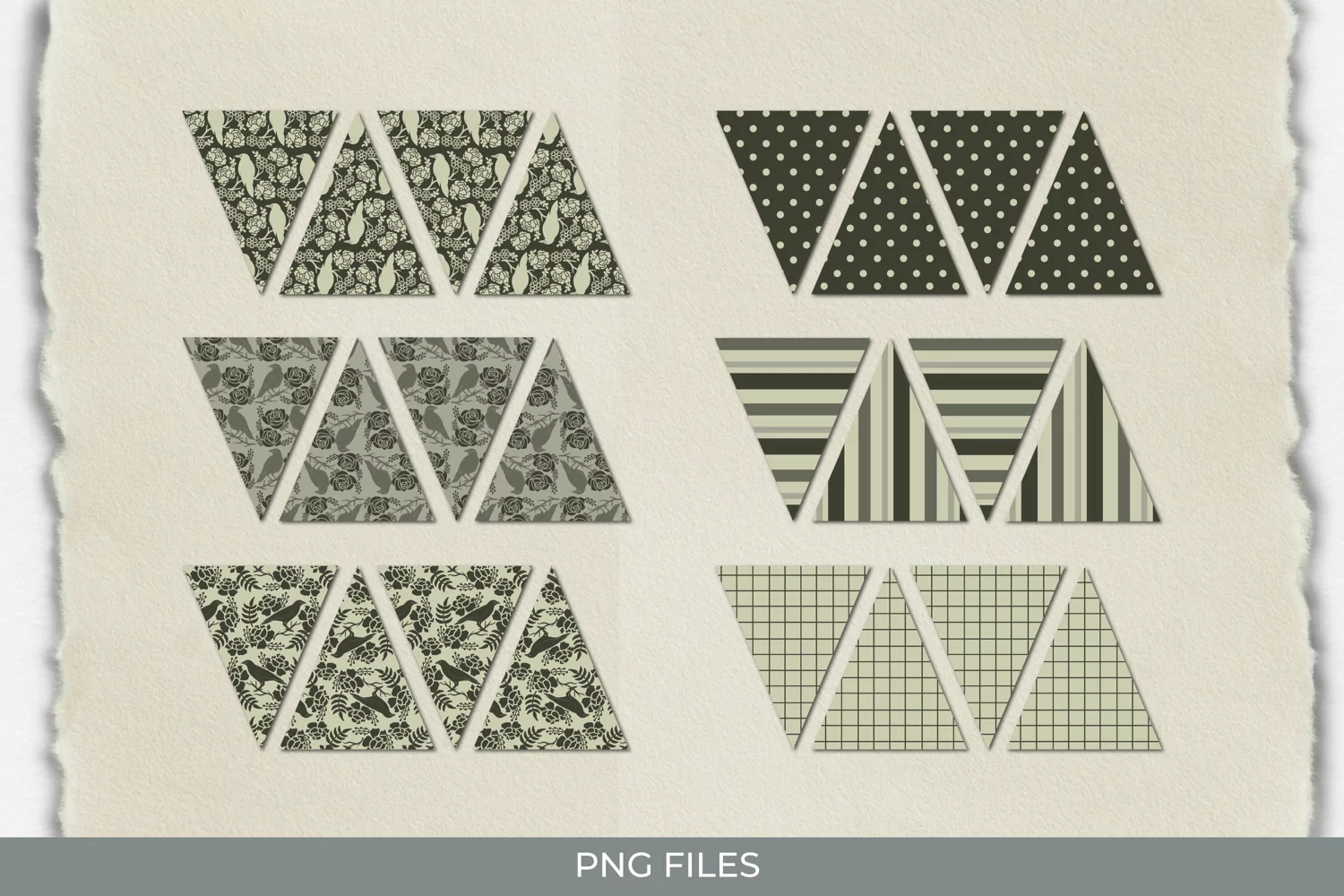 Vintage Raven and Floral Seamless Pattern Bunting Banner product image 1
