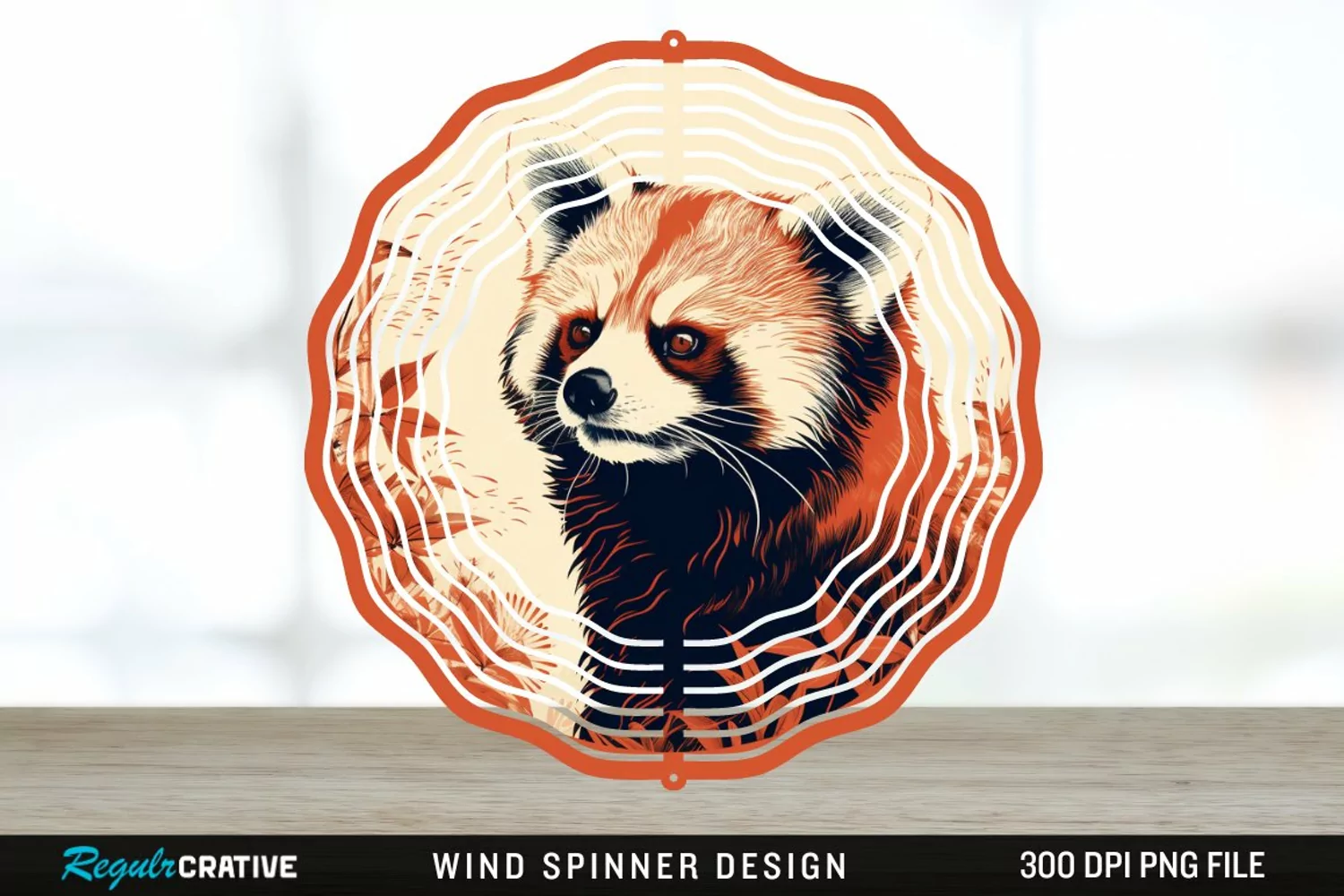 Vintage Red Panda Wind Spinner Sublimation Design PNG product image 1