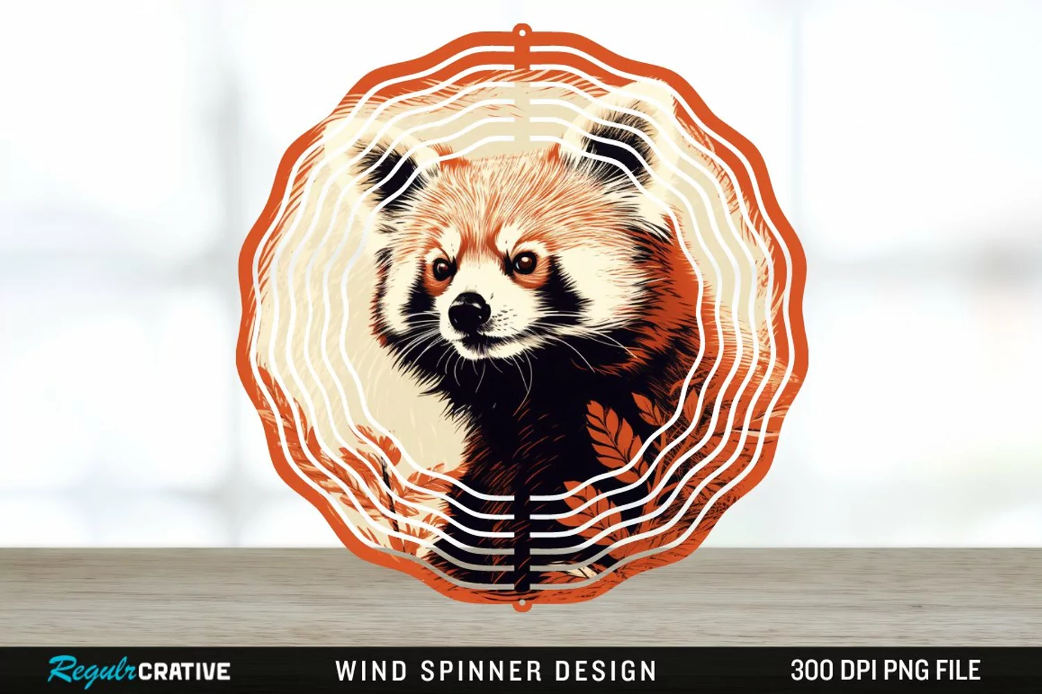 Vintage Red Panda Wind Spinner Sublimation Design PNG product image 1