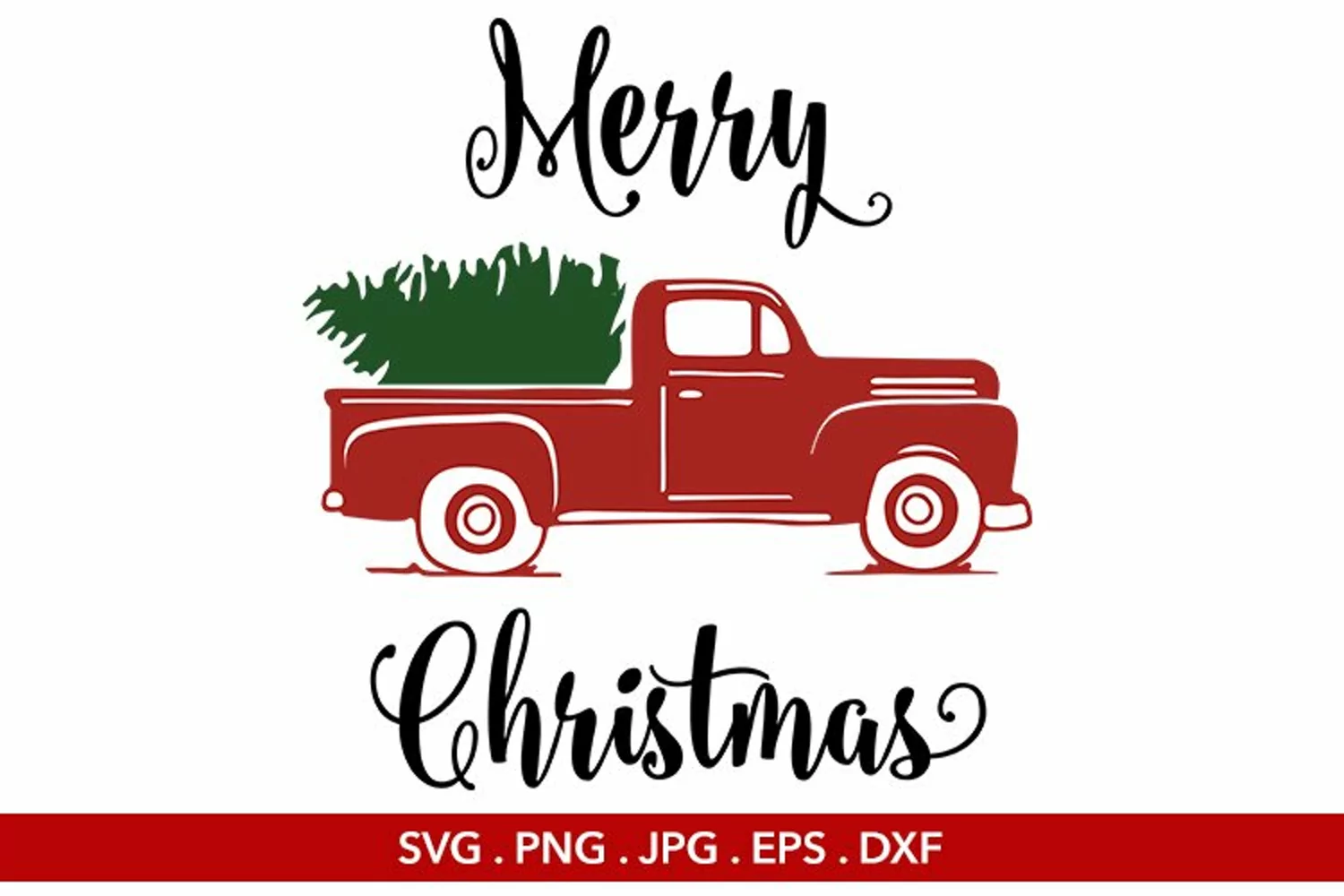 Merry Christmas SVG | Christmas Vintage Old Truck SVG product image 1