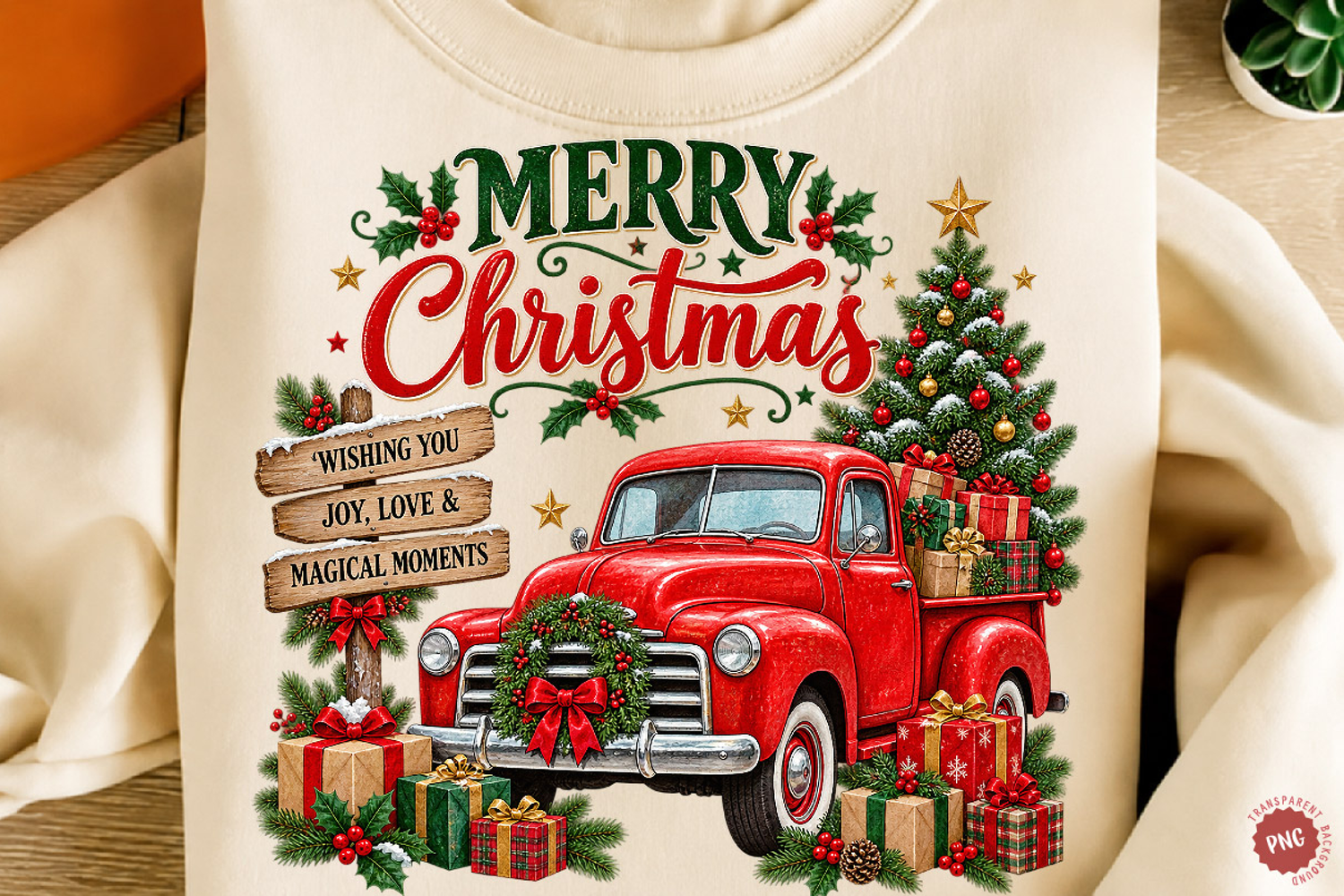 Vintage Retro Merry Christmas PNG product image 1
