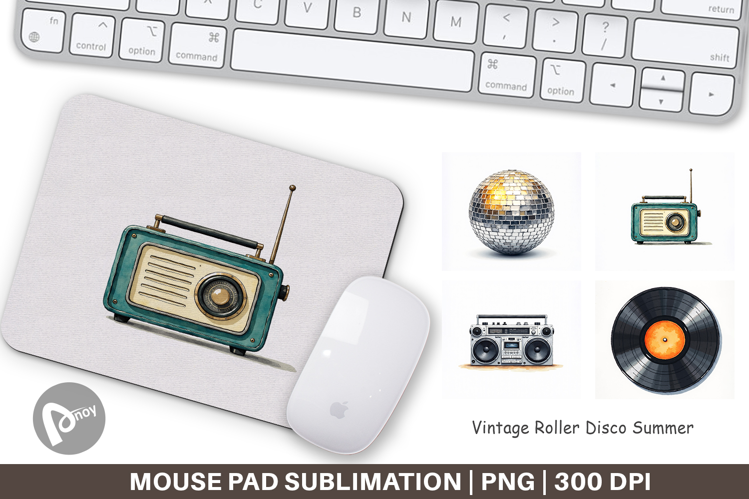 Vintage Roller Disco Summer Mouse Pad product image 1