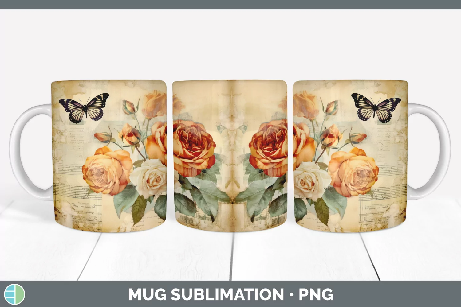 GorgeousDecoupage Roses Mug Wrap design.