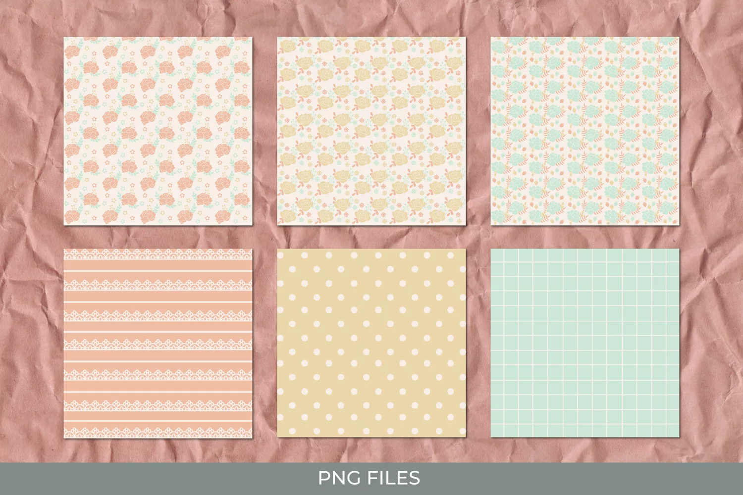 Vintage Rose Flowers Seamless Pattern Paper Packs product image 1