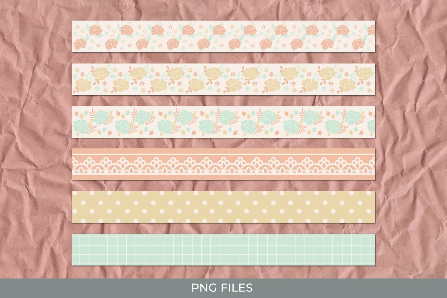 Vintage Rose Flowers Seamless Strips product image 1