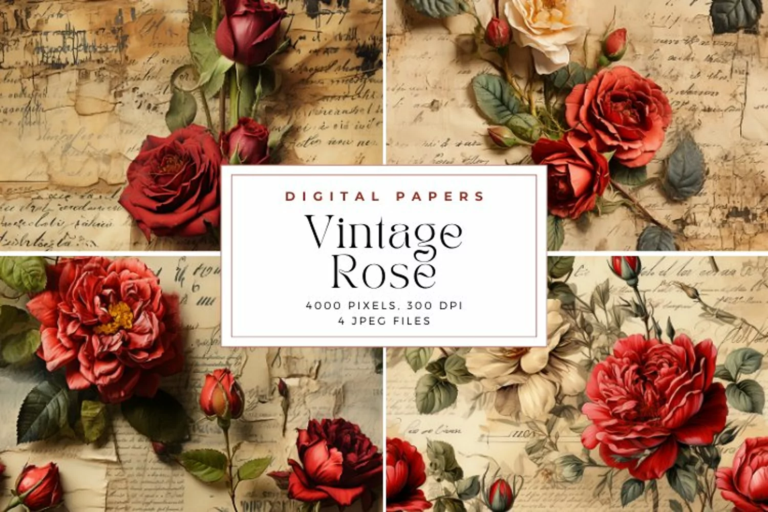 4 Vintage Rose Pattern Background product image 1
