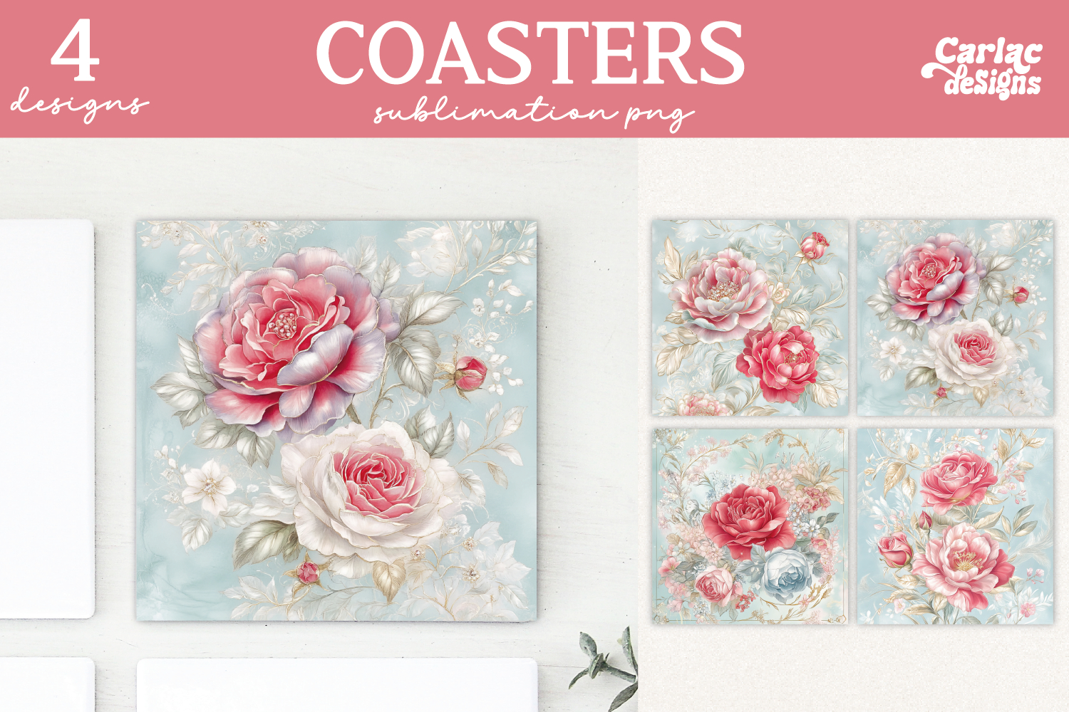 Vintage Roses Coaster Sublimation