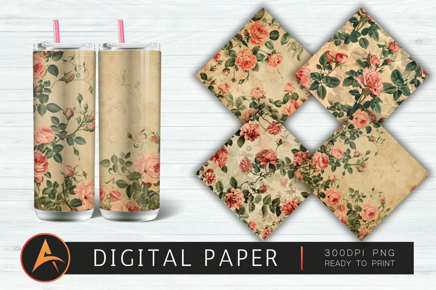 Vintage Roses Digital Paper product image 1