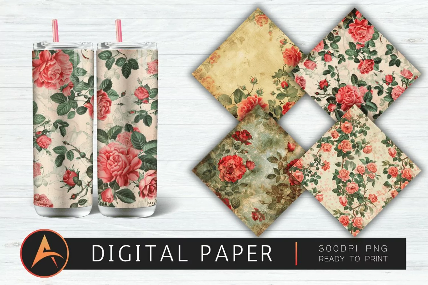 Vintage Roses Digital Paper product image 1