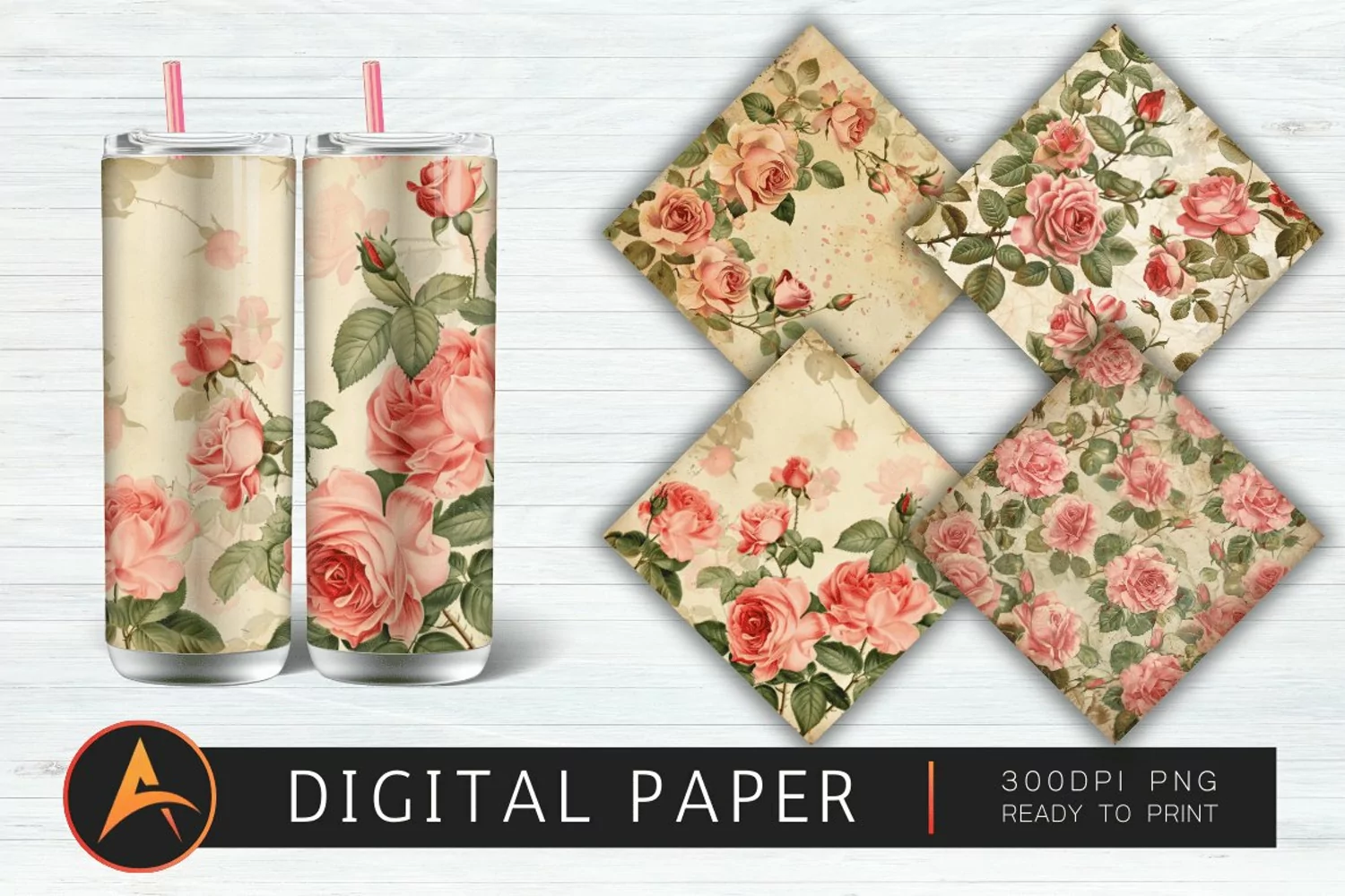 Vintage Roses Digital Paper product image 1