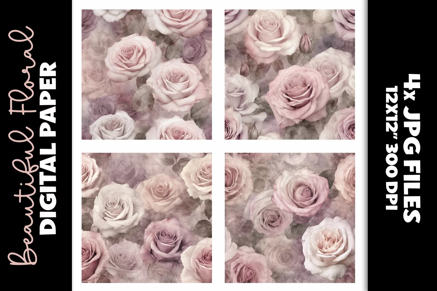 Vintage Roses Floral Paper Backgrounds product image 1