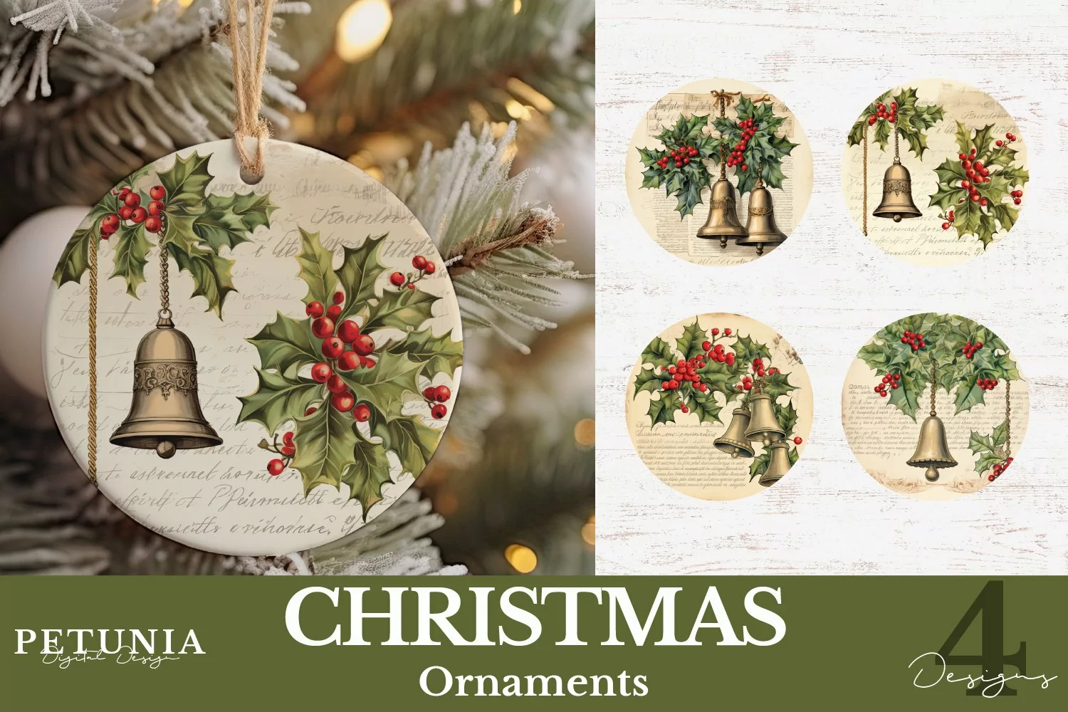Vintage Round Christmas Ornament being used as a round Christmas sublimation ornament