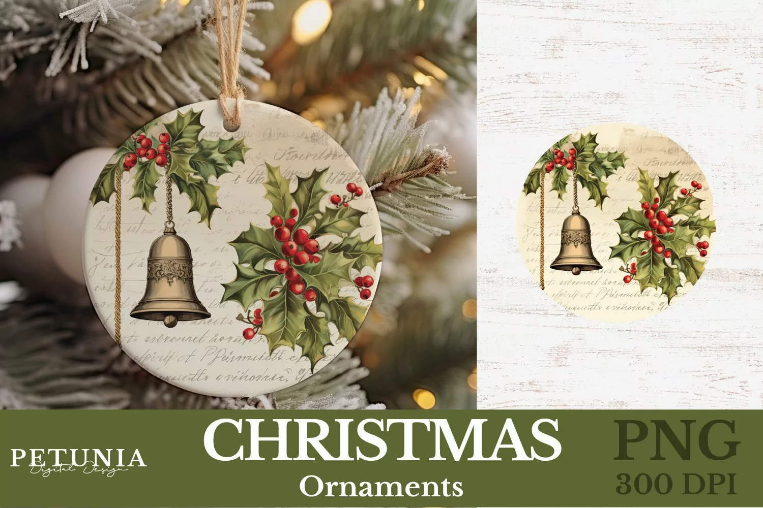 Vintage Round Christmas Ornament being used as a round Christmas sublimation ornament