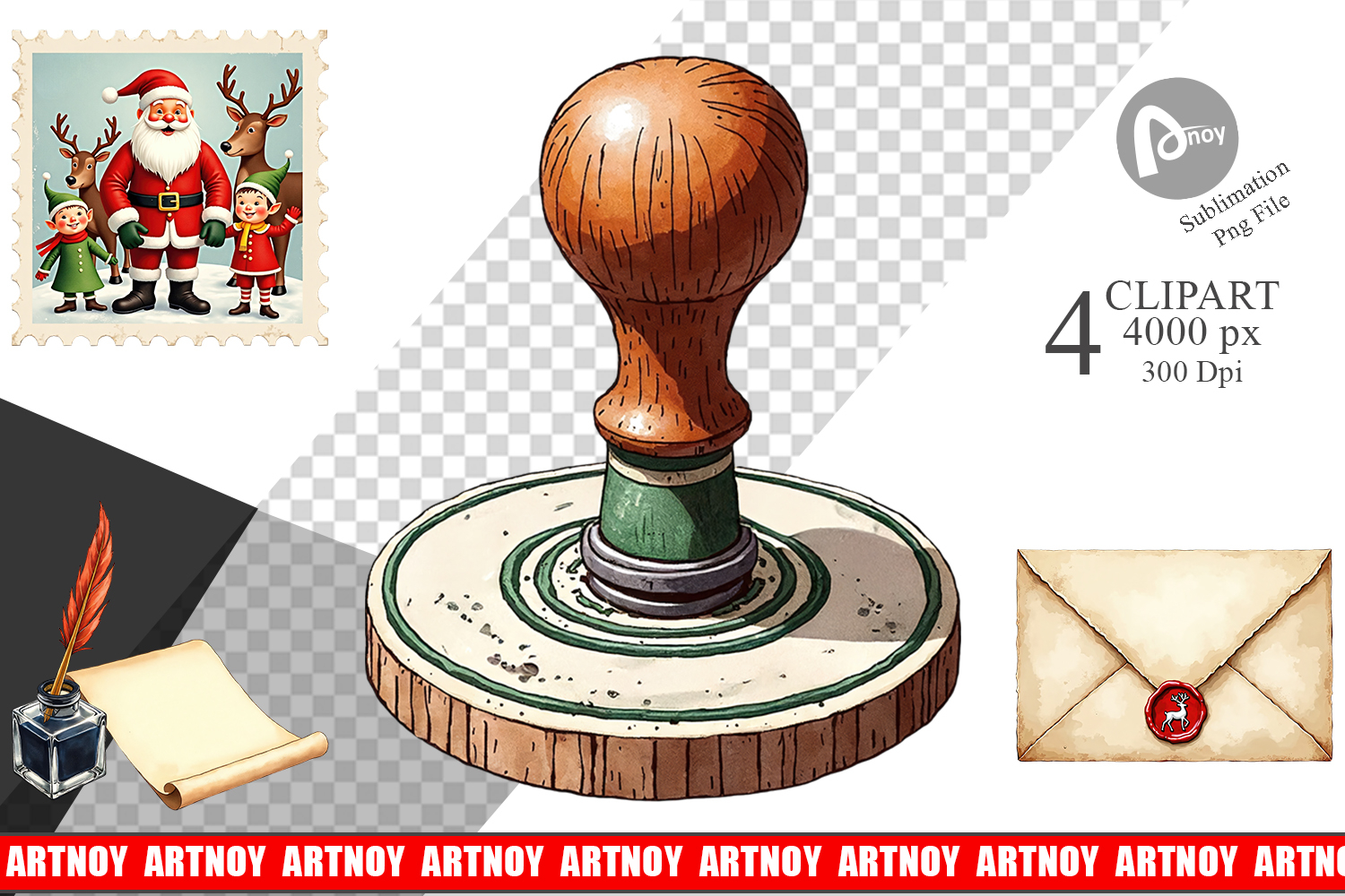 Vintage Santa's Mailbag Clipart product image 1
