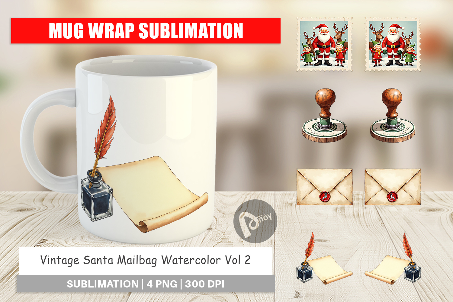 Vintage Santa's Mailbag Mug Wrap product image 1