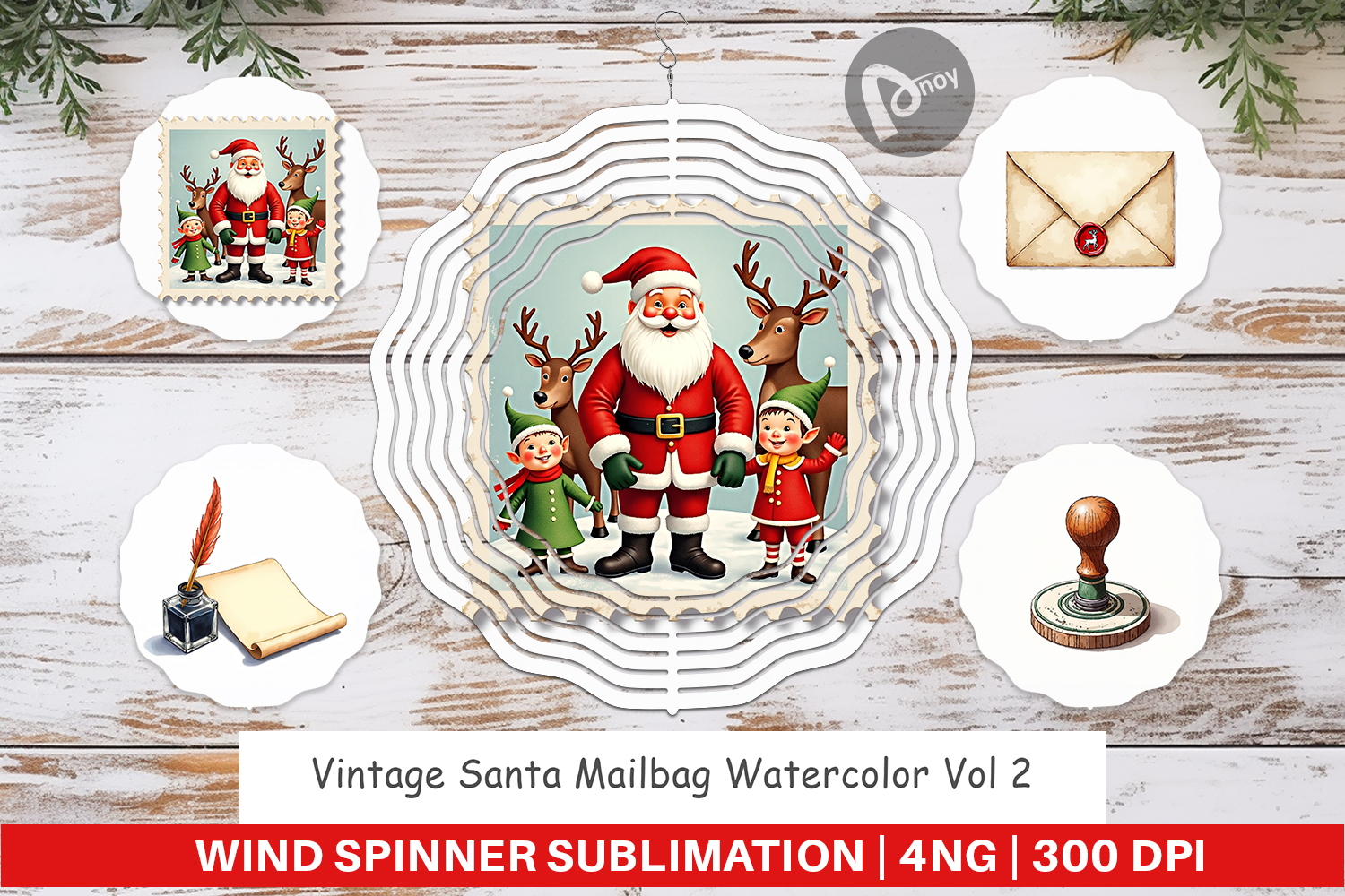 Vintage Santa's Mailbag Wind Spinner product image 1
