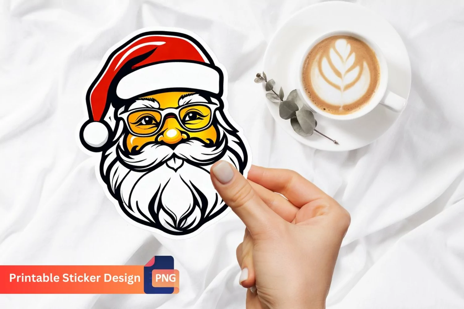 Vintage Santa Sticker, Printable Cute Christmas Sticker product image 1