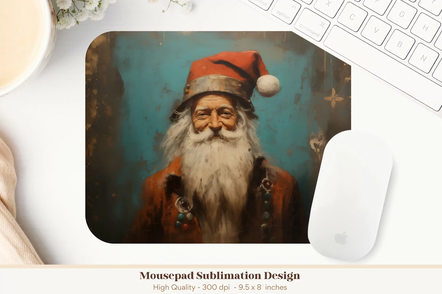 Vintage Santa Sublimation Mouse Pad Christmas Mousepad Png