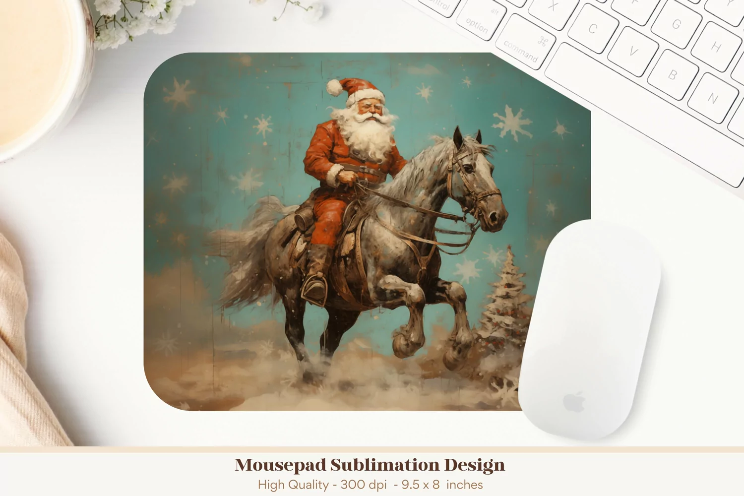 Vintage Santa Sublimation Mouse Pad Christmas Mousepad Png