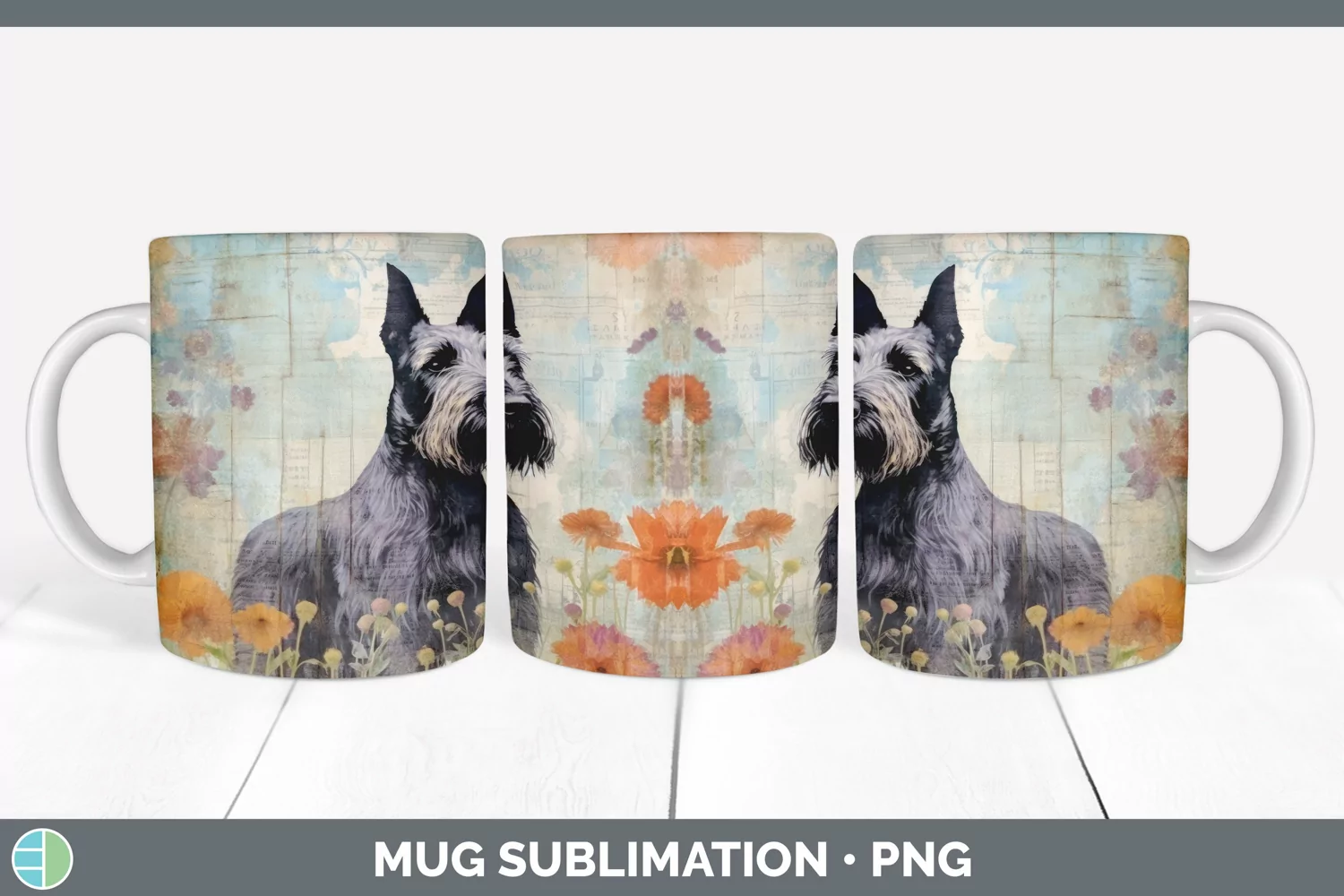 GorgeousDecoupage Scottish Terriers Mug Wrap design.