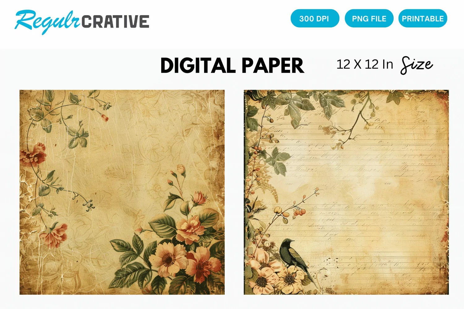 Vintage Scrapbook Digital Paper product image 1