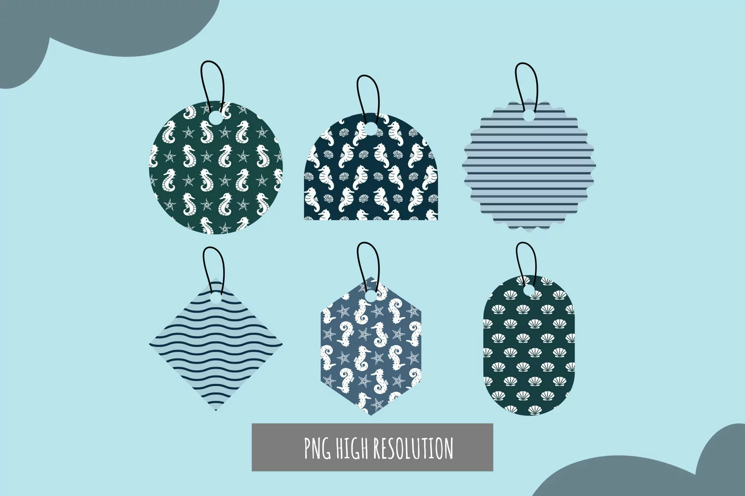 Vintage Seahorse Patterned Shaped Tag product image 1