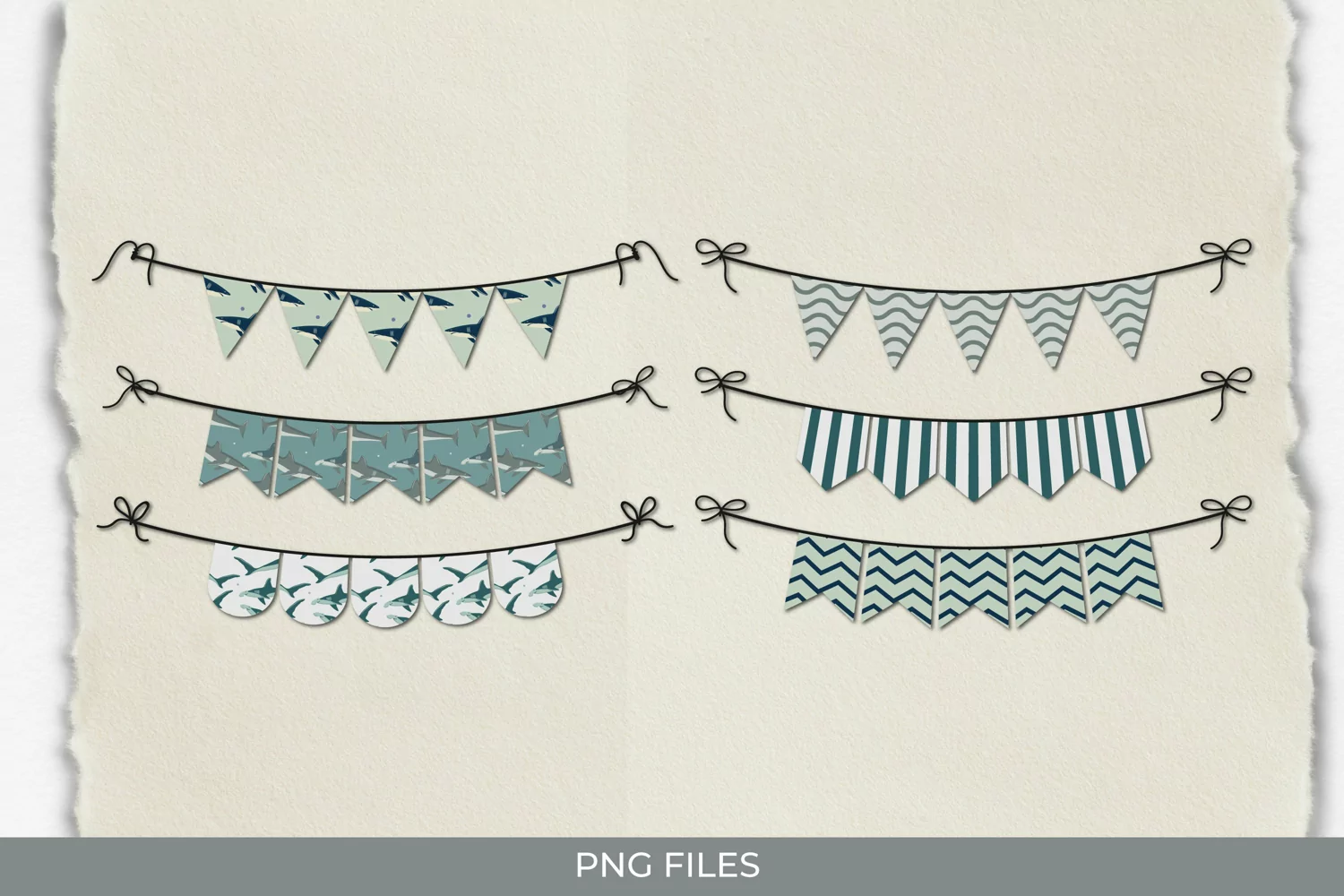 Vintage Shark Seamless Pattern Bunting Banner product image 1