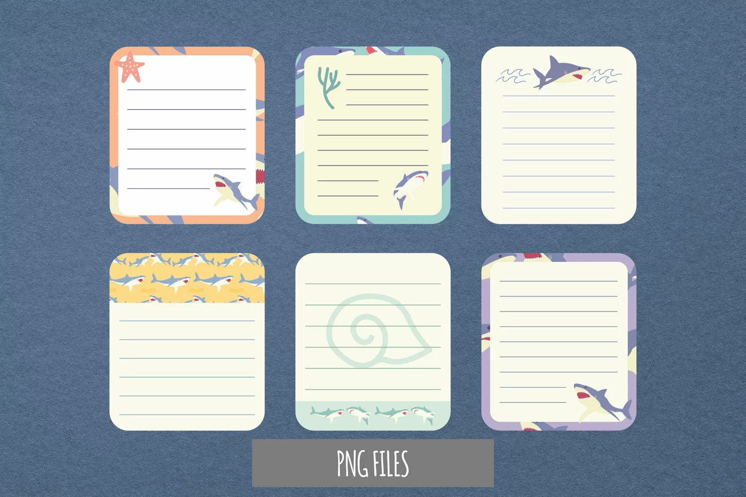 Vintage Shark Seamless Pattern Shaped Journaling Page product image 1