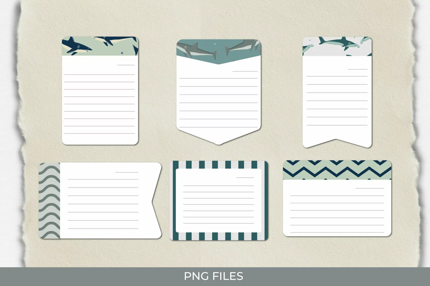 Vintage Shark Seamless Pattern Shaped Journaling Page product image 1