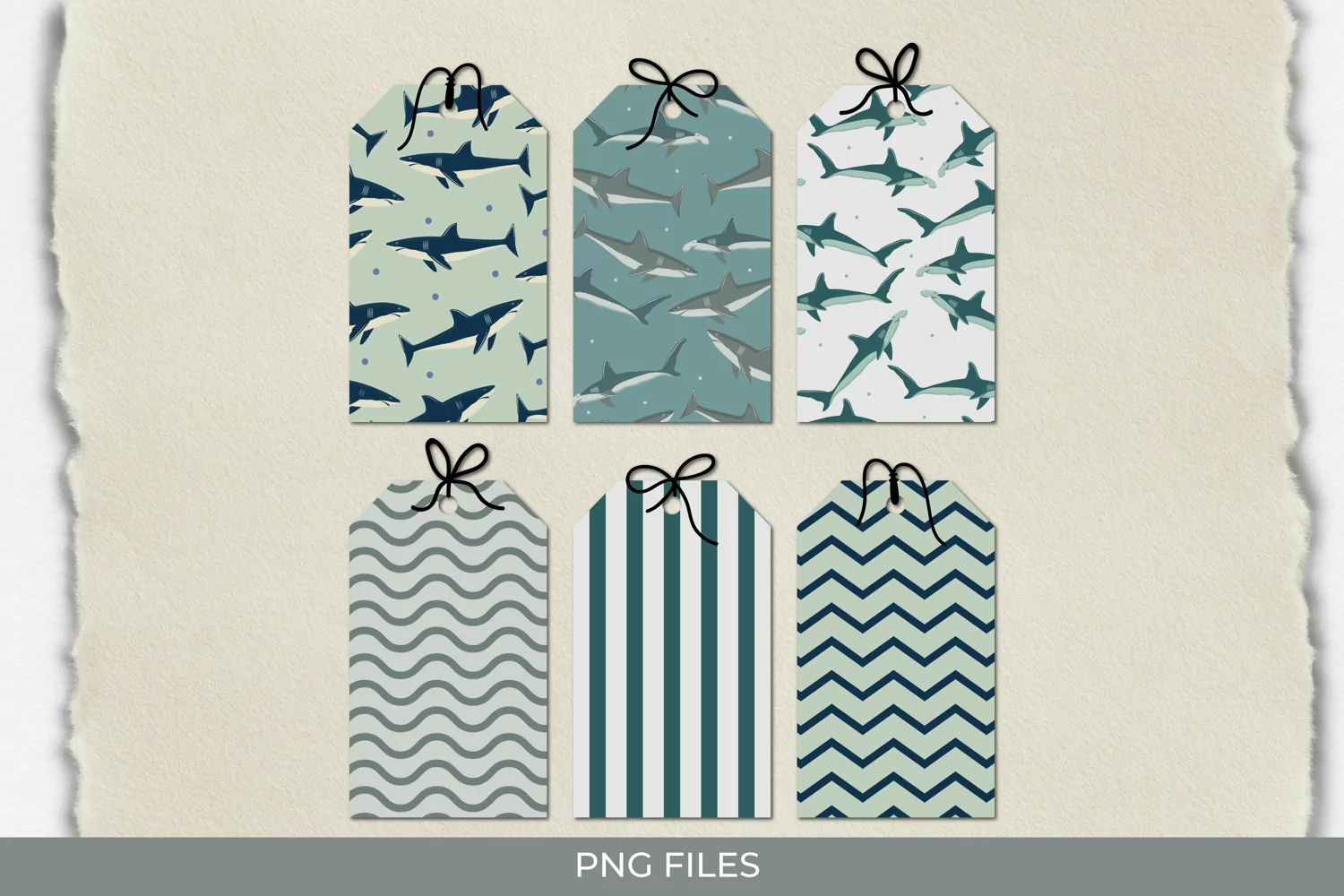 Vintage Shark Seamless Pattern Shaped Tag product image 1